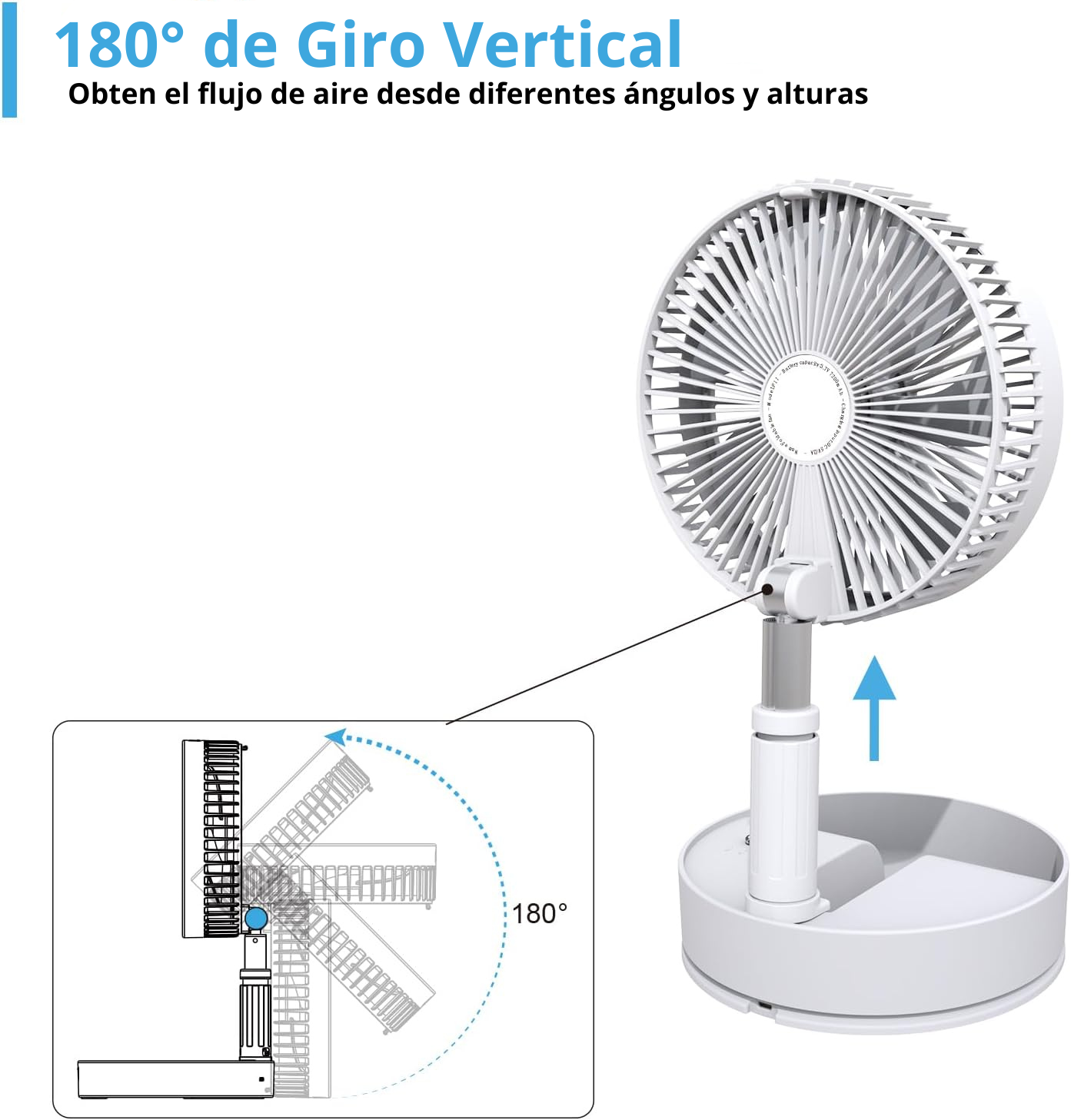 Abanico Recargable 4 en 1 – Escritorio y Pedestal Extensible | Potente, Silencioso y Portátil